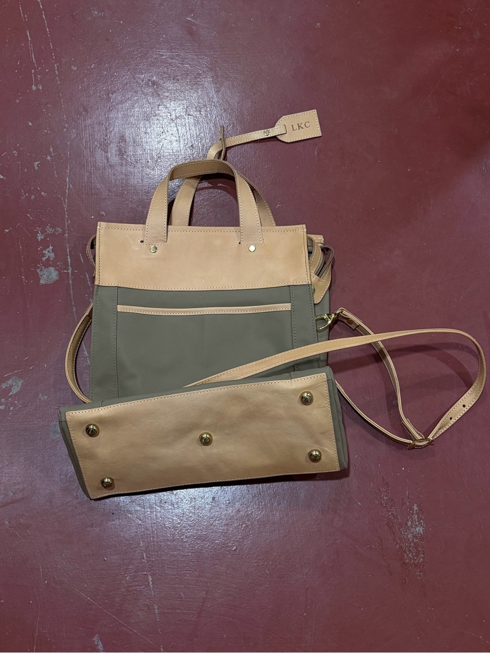 Jon Hart Design Two-Tone Crossbody Tote in Tan and Olive